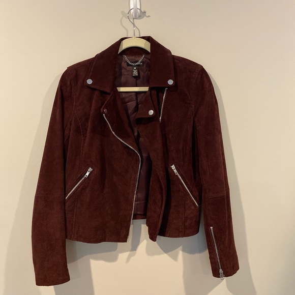 Small Burgundy Aqua Brand Genuine Leather Jacket - Picture 1 of 4